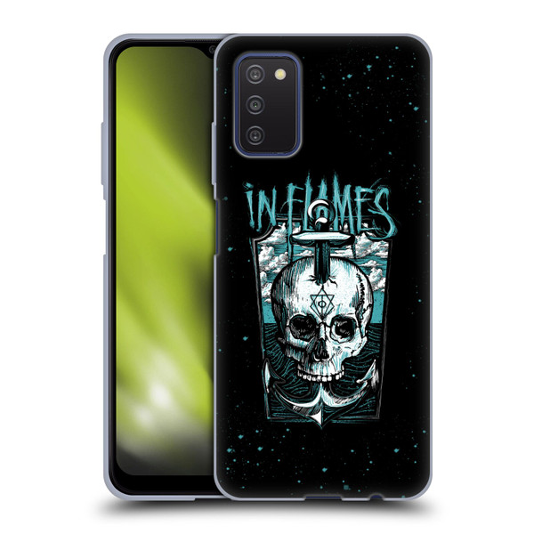 In Flames Metal Grunge Anchor Skull Soft Gel Case for Samsung Galaxy A03s (2021)