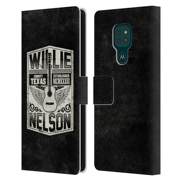 Willie Nelson Grunge Flying Guitar Leather Book Wallet Case Cover For Motorola Moto G9 Play