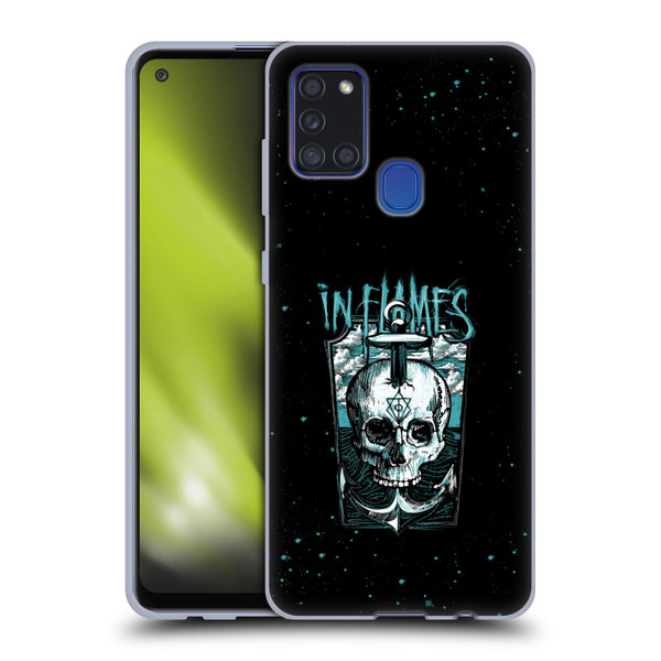 In Flames Metal Grunge Anchor Skull Soft Gel Case for Samsung Galaxy A21s (2020)