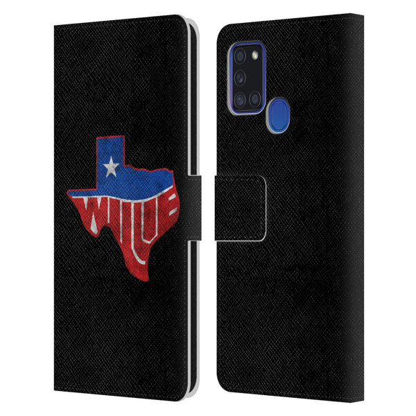 Willie Nelson Grunge Texas Leather Book Wallet Case Cover For Samsung Galaxy A21s (2020)