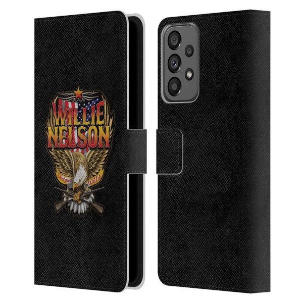 Willie Nelson Grunge Eagle Leather Book Wallet Case Cover For Samsung Galaxy A73 5G (2022)