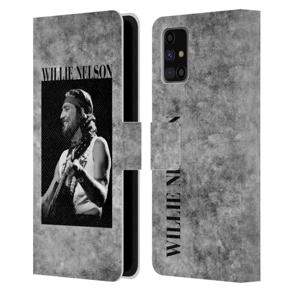 Willie Nelson Grunge Black And White Leather Book Wallet Case Cover For Samsung Galaxy M31s (2020)