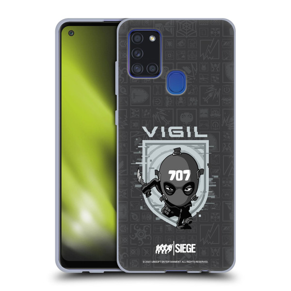 Tom Clancy's Rainbow Six Siege Chibi Operators Vigil Soft Gel Case for Samsung Galaxy A21s (2020)