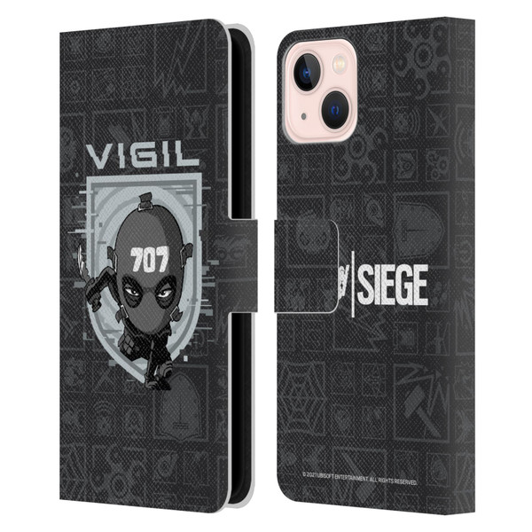Tom Clancy's Rainbow Six Siege Chibi Operators Vigil Leather Book Wallet Case Cover For Apple iPhone 13