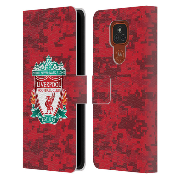 Liverpool Football Club Digital Camouflage Home Red Crest Leather Book Wallet Case Cover For Motorola Moto E7 Plus