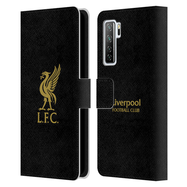 Liverpool Football Club Liver Bird Gold Logo On Black Leather Book Wallet Case Cover For Huawei Nova 7 SE/P40 Lite 5G
