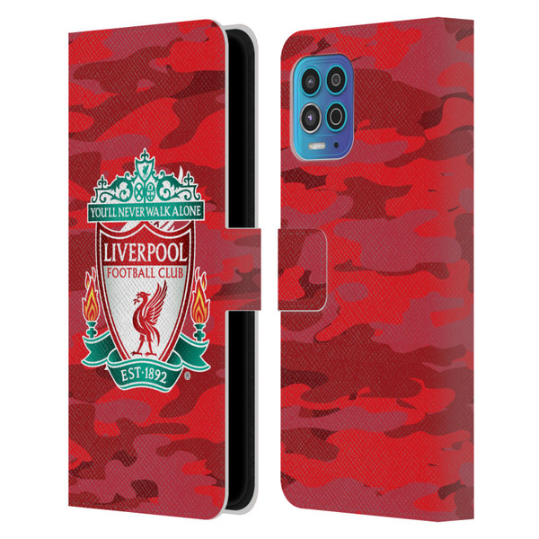 Liverpool Football Club Camou Home Colourways Crest Leather Book Wallet Case Cover For Motorola Moto G100