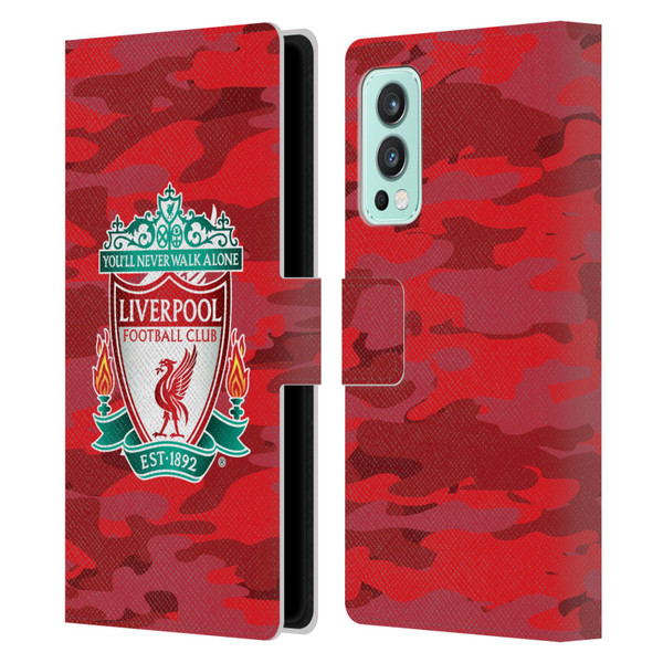 Liverpool Football Club Camou Home Colourways Crest Leather Book Wallet Case Cover For OnePlus Nord 2 5G