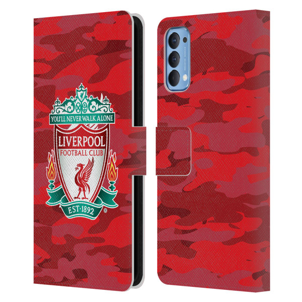 Liverpool Football Club Camou Home Colourways Crest Leather Book Wallet Case Cover For OPPO Reno 4 5G