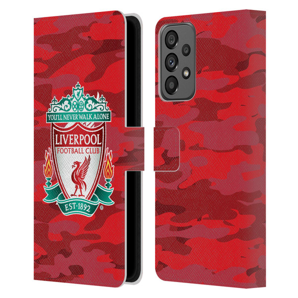 Liverpool Football Club Camou Home Colourways Crest Leather Book Wallet Case Cover For Samsung Galaxy A73 5G (2022)