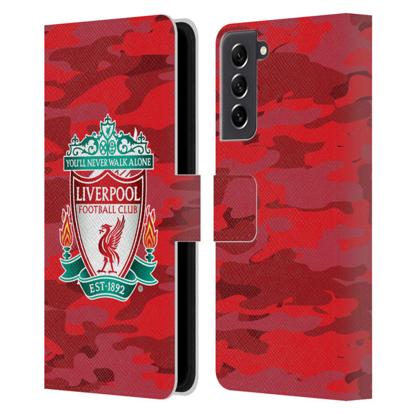 Liverpool Football Club Camou Home Colourways Crest Leather Book Wallet Case Cover For Samsung Galaxy S21 FE 5G