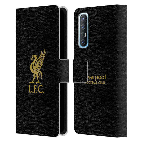 Liverpool Football Club Liver Bird Gold Logo On Black Leather Book Wallet Case Cover For OPPO Find X2 Neo 5G