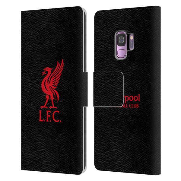 Liverpool Football Club Liver Bird Red Logo On Black Leather Book Wallet Case Cover For Samsung Galaxy S9