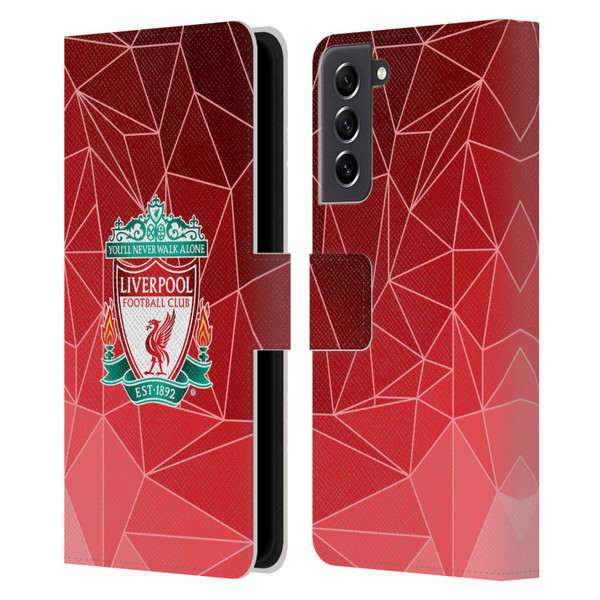 Liverpool Football Club Crest & Liverbird 2 Geometric Leather Book Wallet Case Cover For Samsung Galaxy S21 FE 5G