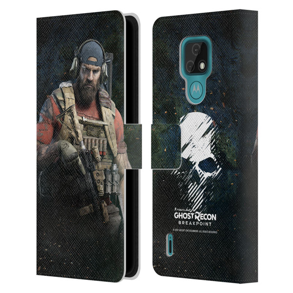 Tom Clancy's Ghost Recon Breakpoint Character Art Nomad Leather Book Wallet Case Cover For Motorola Moto E7