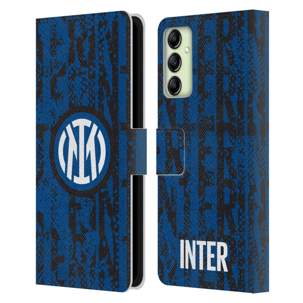 Fc Internazionale Milano Patterns Snake Wordmark Leather Book Wallet Case Cover For Samsung Galaxy A14 5G