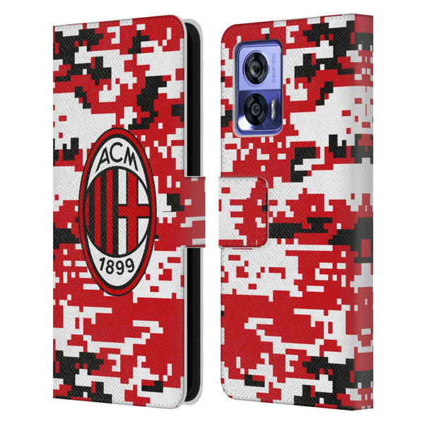 AC Milan Crest Patterns Digital Camouflage Leather Book Wallet Case Cover For Motorola Edge 30 Neo 5G