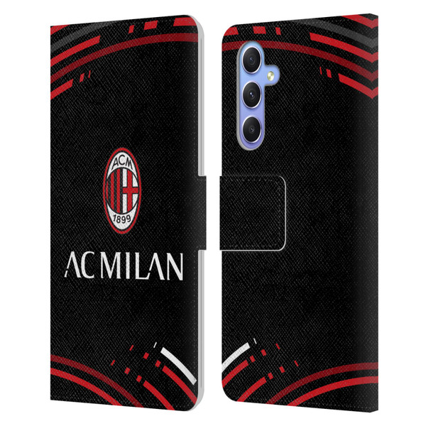 AC Milan Crest Patterns Curved Leather Book Wallet Case Cover For Samsung Galaxy A34 5G