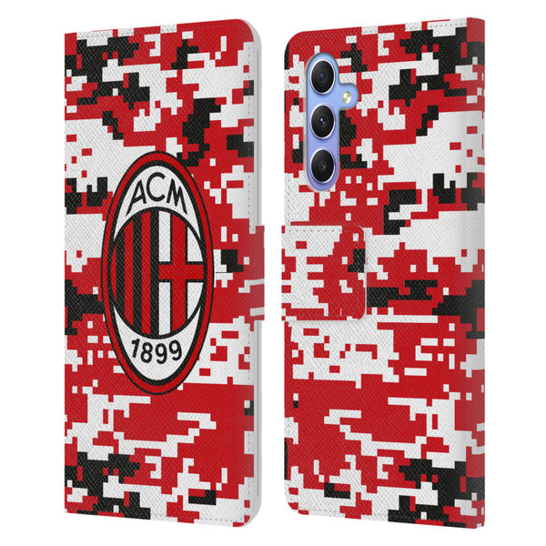 AC Milan Crest Patterns Digital Camouflage Leather Book Wallet Case Cover For Samsung Galaxy A34 5G