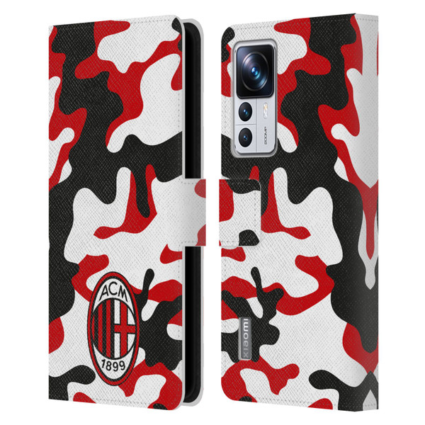 AC Milan Crest Patterns Camouflage Leather Book Wallet Case Cover For Xiaomi 12T Pro