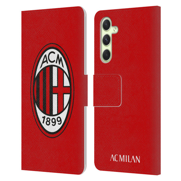 AC Milan Crest Full Colour Red Leather Book Wallet Case Cover For Samsung Galaxy A54 5G