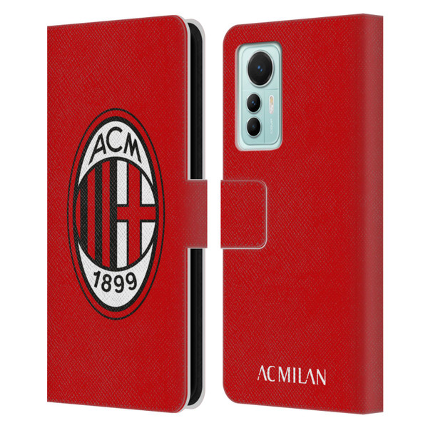 AC Milan Crest Full Colour Red Leather Book Wallet Case Cover For Xiaomi 12 Lite