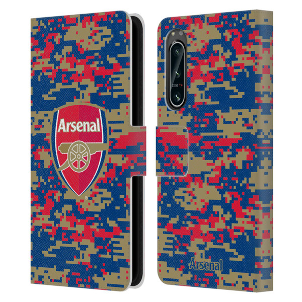 Arsenal FC Crest Patterns Digital Camouflage Leather Book Wallet Case Cover For Sony Xperia 5 IV