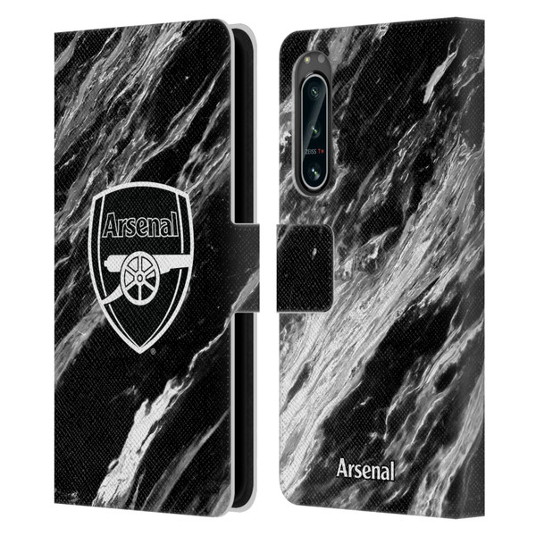Arsenal FC Crest Patterns Marble Leather Book Wallet Case Cover For Sony Xperia 5 IV
