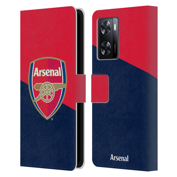 Arsenal FC Crest 2 Red & Blue Logo Leather Book Wallet Case Cover For OPPO A57s
