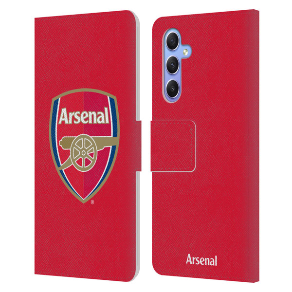 Arsenal FC Crest 2 Full Colour Red Leather Book Wallet Case Cover For Samsung Galaxy A34 5G