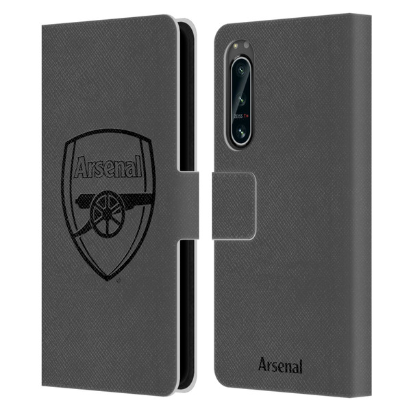 Arsenal FC Crest 2 Black Logo Leather Book Wallet Case Cover For Sony Xperia 5 IV