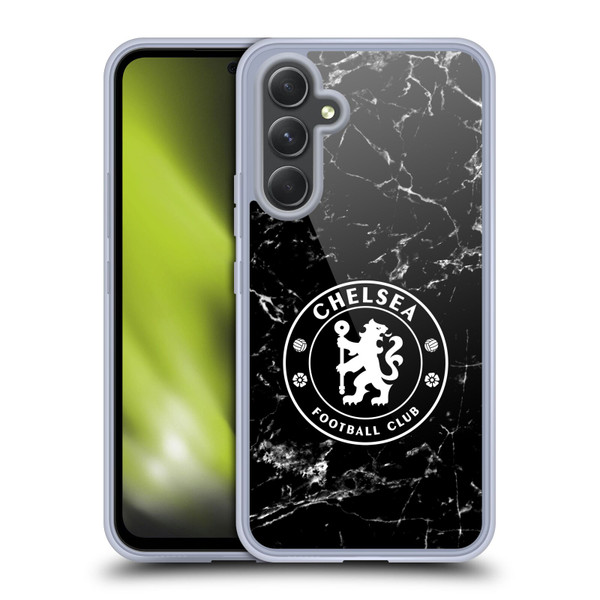 Chelsea Football Club Crest Black Marble Soft Gel Case for Samsung Galaxy A54 5G