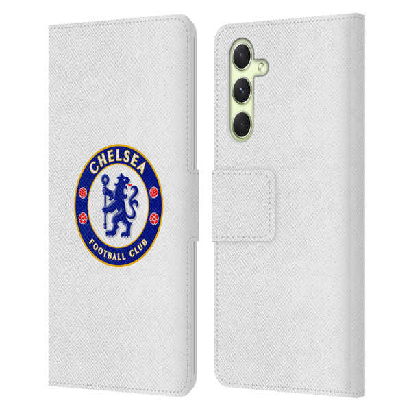 Chelsea Football Club Crest Plain White Leather Book Wallet Case Cover For Samsung Galaxy A54 5G