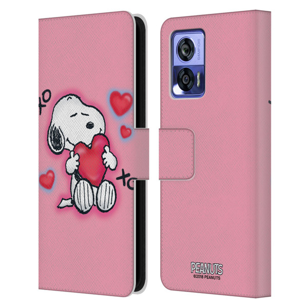 Peanuts Snoopy Boardwalk Airbrush XOXO Leather Book Wallet Case Cover For Motorola Edge 30 Neo 5G