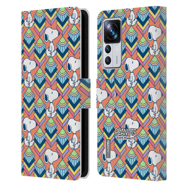 Peanuts Snoopy Deco Dreams Orange Pattern Leather Book Wallet Case Cover For Xiaomi 12T Pro