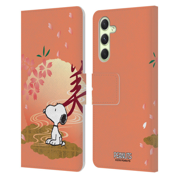 Peanuts Oriental Snoopy Sakura Leather Book Wallet Case Cover For Samsung Galaxy A54 5G