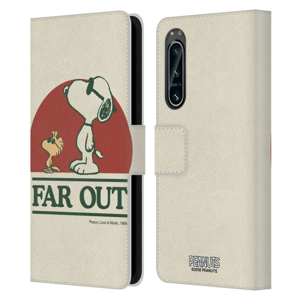 Peanuts Woodstock 50th Snoopy Woodstock Far Out Leather Book Wallet Case Cover For Sony Xperia 5 IV