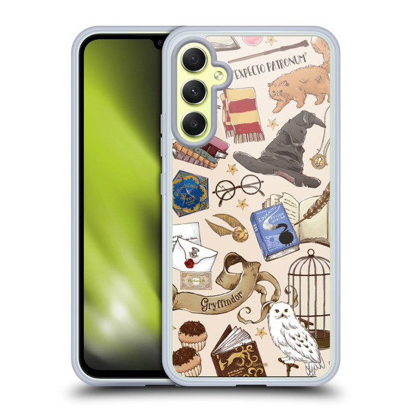 Harry Potter Deathly Hallows XXXVII Hogwarts Pattern Soft Gel Case for Samsung Galaxy A34 5G