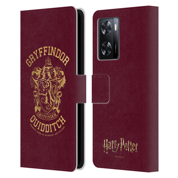 Harry Potter Deathly Hallows X Gryffindor Quidditch Leather Book Wallet Case Cover For OPPO A57s