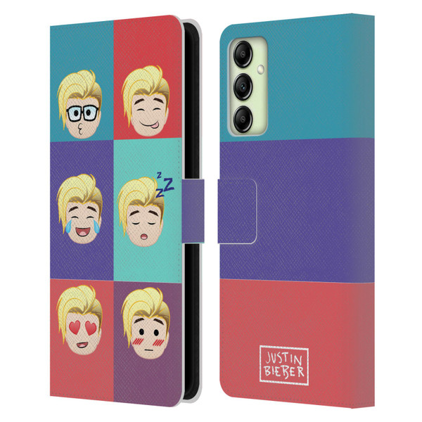 Justin Bieber Justmojis Cute Faces Leather Book Wallet Case Cover For Samsung Galaxy A14 5G