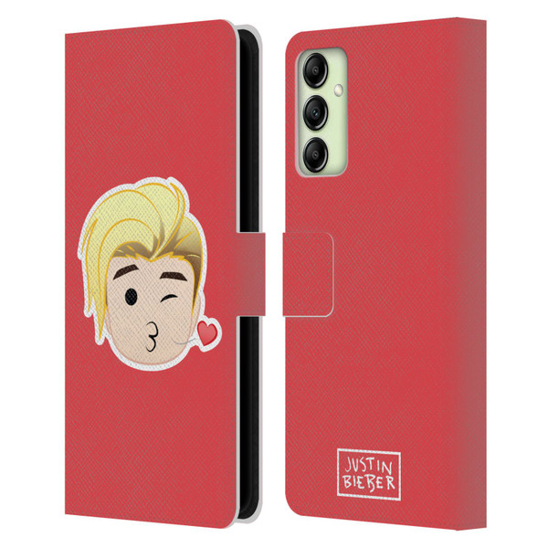 Justin Bieber Justmojis Kiss Leather Book Wallet Case Cover For Samsung Galaxy A14 5G