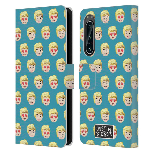 Justin Bieber Justmojis Patterns Leather Book Wallet Case Cover For Sony Xperia 5 IV