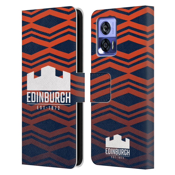 Edinburgh Rugby Graphics Pattern Gradient Leather Book Wallet Case Cover For Motorola Edge 30 Neo 5G