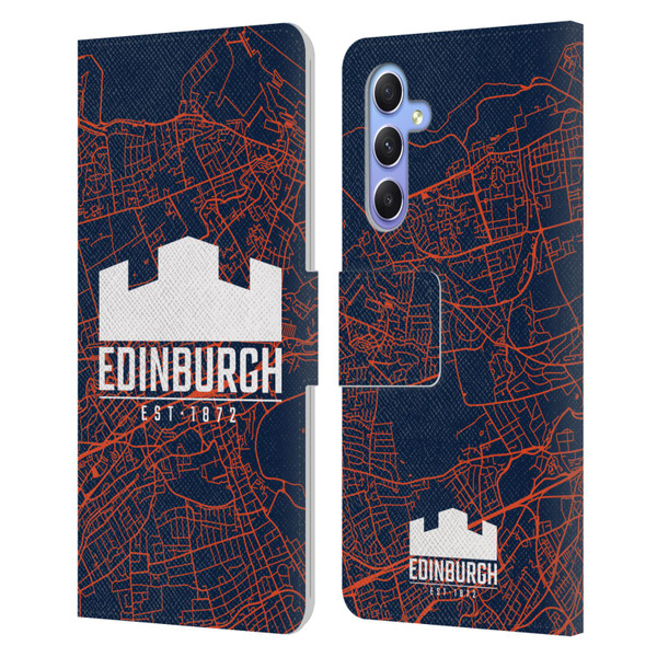 Edinburgh Rugby Graphics Map Leather Book Wallet Case Cover For Samsung Galaxy A34 5G