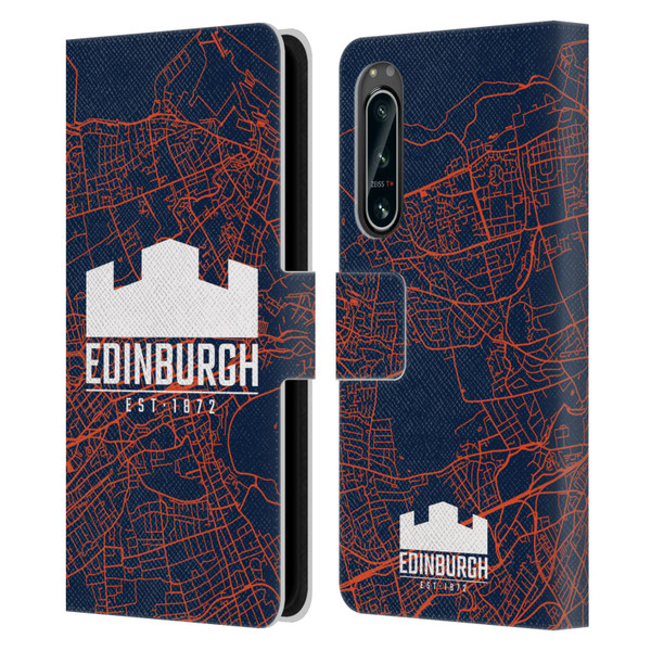 Edinburgh Rugby Graphics Map Leather Book Wallet Case Cover For Sony Xperia 5 IV