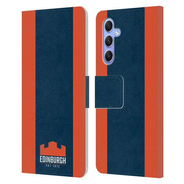 Edinburgh Rugby Logo Art Stripes Leather Book Wallet Case Cover For Samsung Galaxy A34 5G