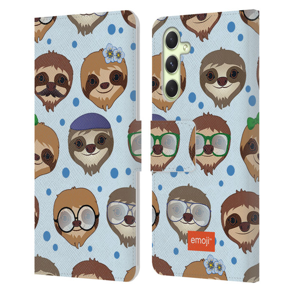 emoji® Sloth Pattern Leather Book Wallet Case Cover For Samsung Galaxy A54 5G