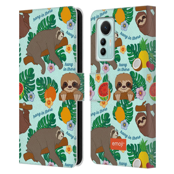 emoji® Sloth Tropical Leather Book Wallet Case Cover For Xiaomi 12 Lite