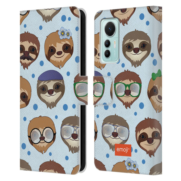emoji® Sloth Pattern Leather Book Wallet Case Cover For Xiaomi 12 Lite