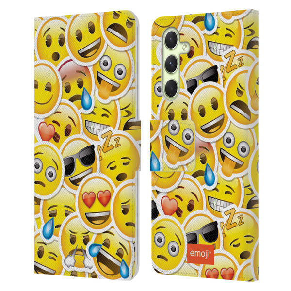 emoji® Smileys Stickers Leather Book Wallet Case Cover For Samsung Galaxy A54 5G